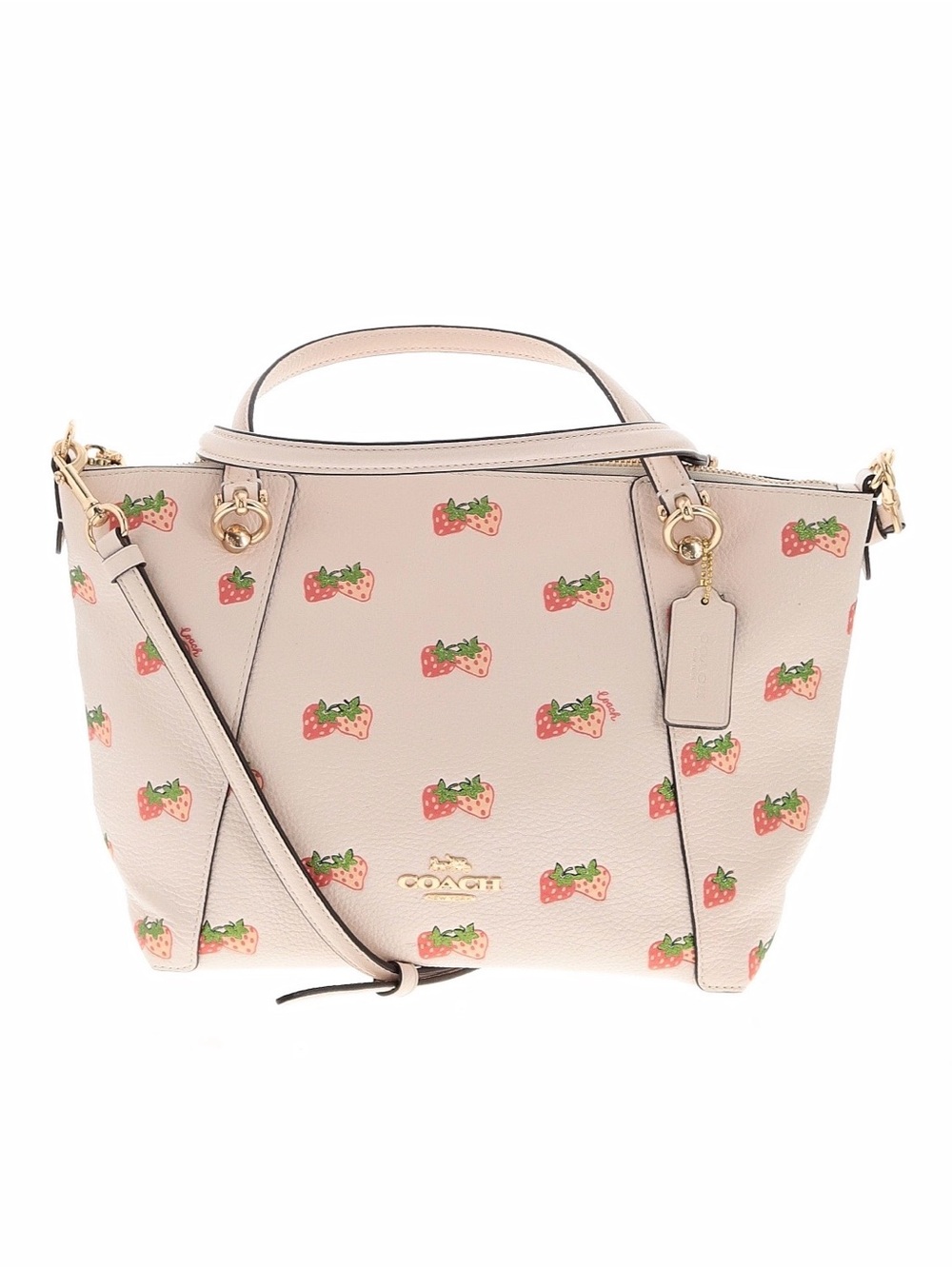 Coach Kacey strawberry print satchel crossbody bag purse with hangtag